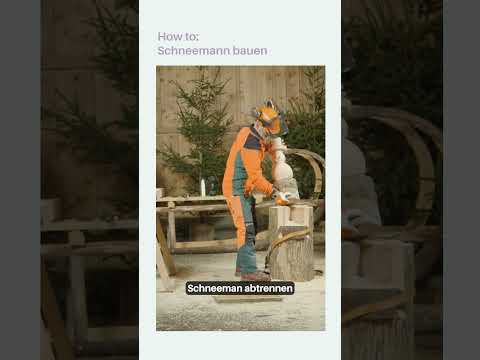 Weihnachtsdeko selber machen: Schneemann mit Motorsäge schnitzen ☃️