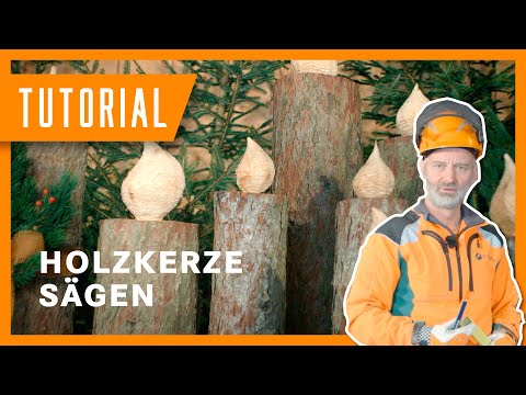 Holzkerze schnitzen mit der Motorsäge | DIY-Weihnachtstutorial der Bayerischen Staatsforsten 🎄🕯️