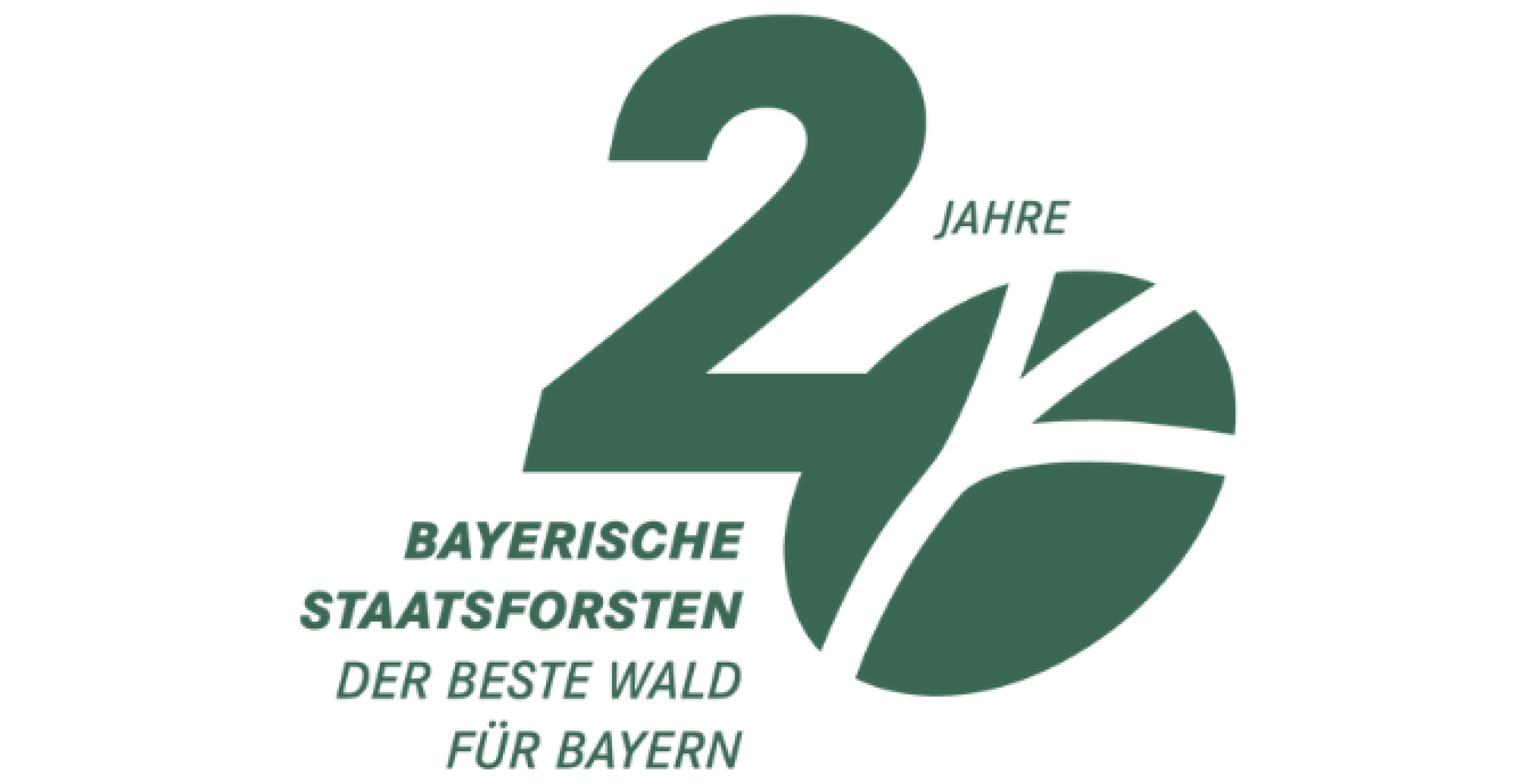 Logo 20 Jahre Bayerische Staatsforsten grün, Slogan: der beste Wald für Bayern