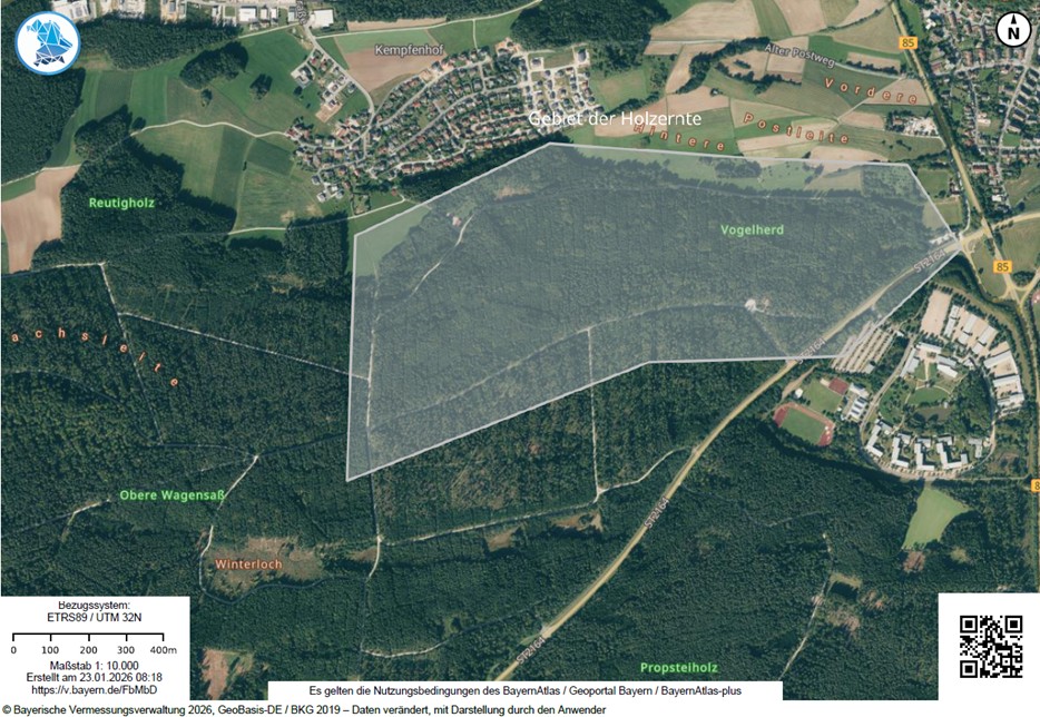 Luftaufnahme der Oberen Wagensass am Forstbetrieb Schnaittenbach